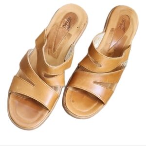 Dansko Tan Leather Comfort Slide Sandals